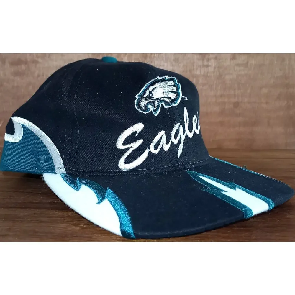NEW Philadelphia Eagles 90s Drew PEARSON snapback FLAME Script black hat NFL vtg